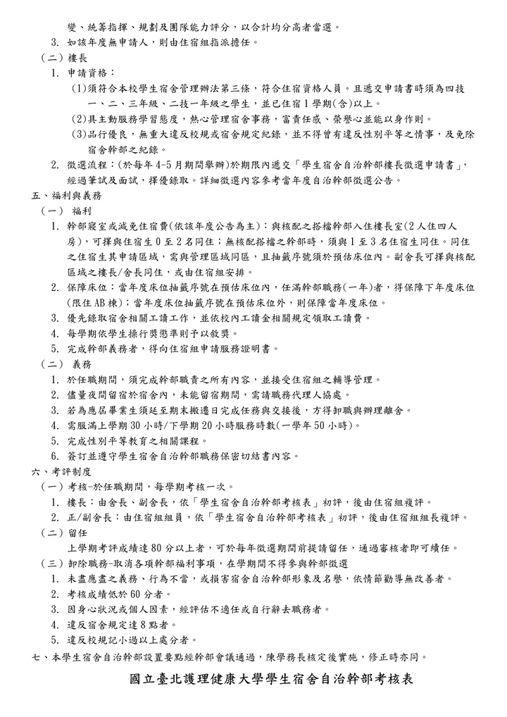 學生宿舍自治幹部設置要點圖片